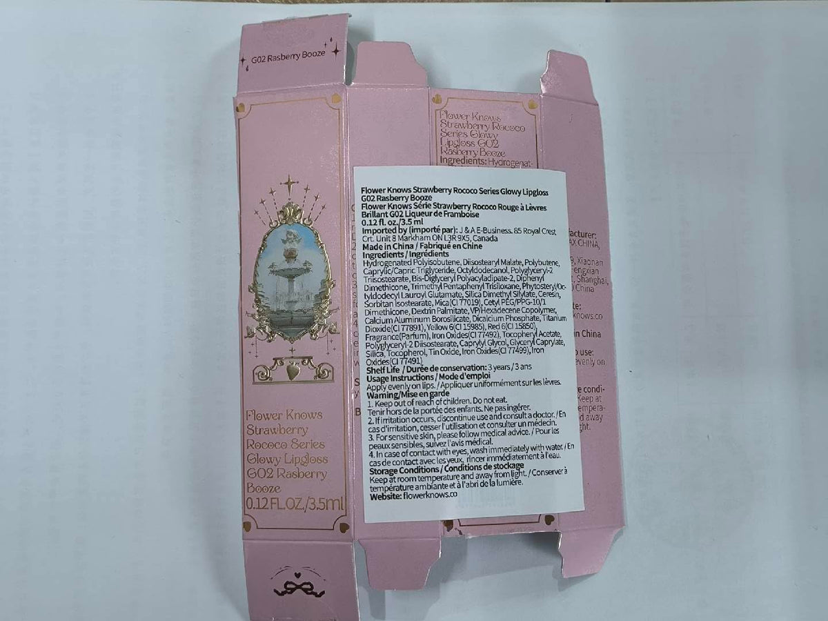 Flower Knows lip gloss travel-size packaging suggests convenient on-the-go beauty.