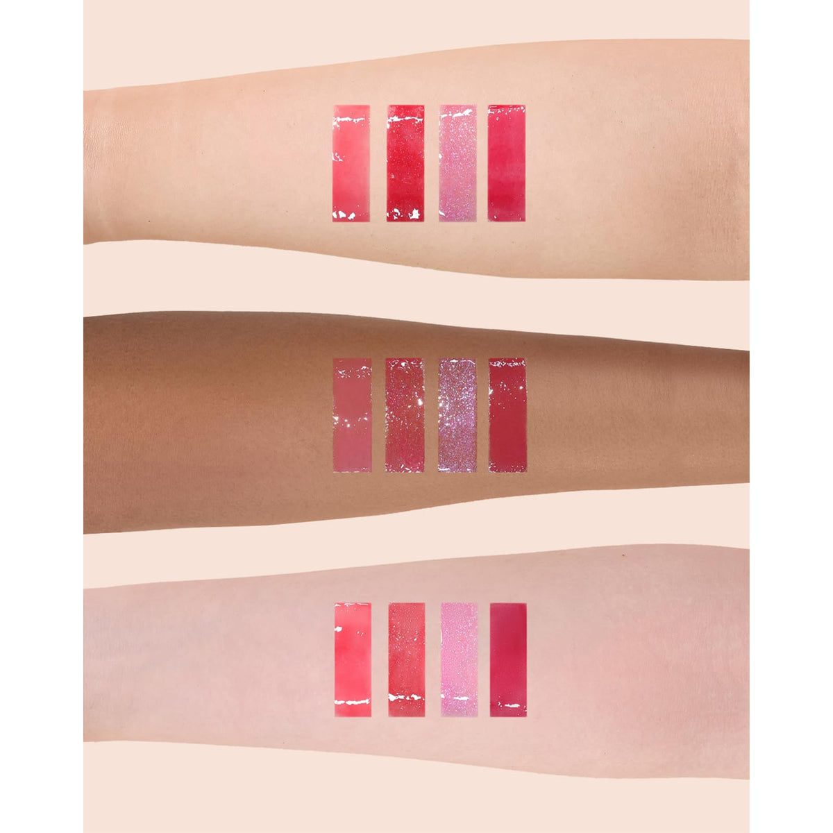 Flower Knows lip gloss wand demonstrates quick buildable color layering.
