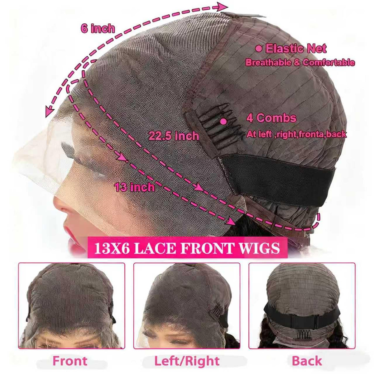 Flower Shadow Brazilian hair wig showing 30-inch length and water wave texture