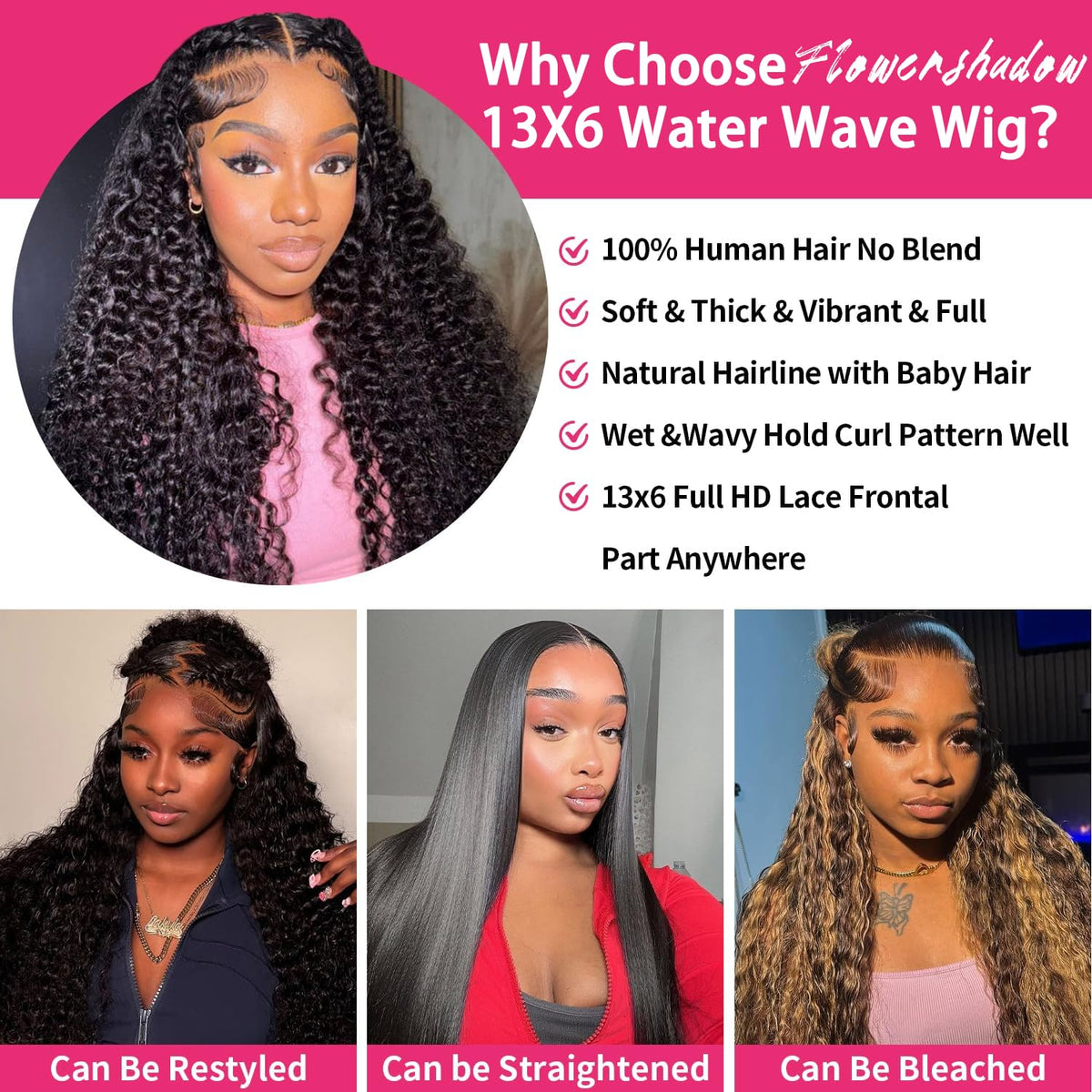 Flower Shadow glueless frontal wig with adjustable straps for secure wear