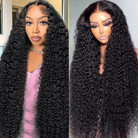 Flower Shadow water wave wig closeup with lace front and natural scalp