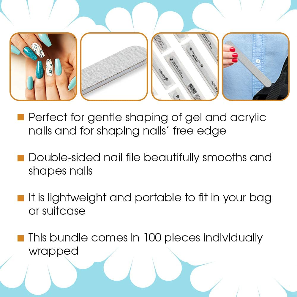 Flowery professional nail care tool used in a manicure session.