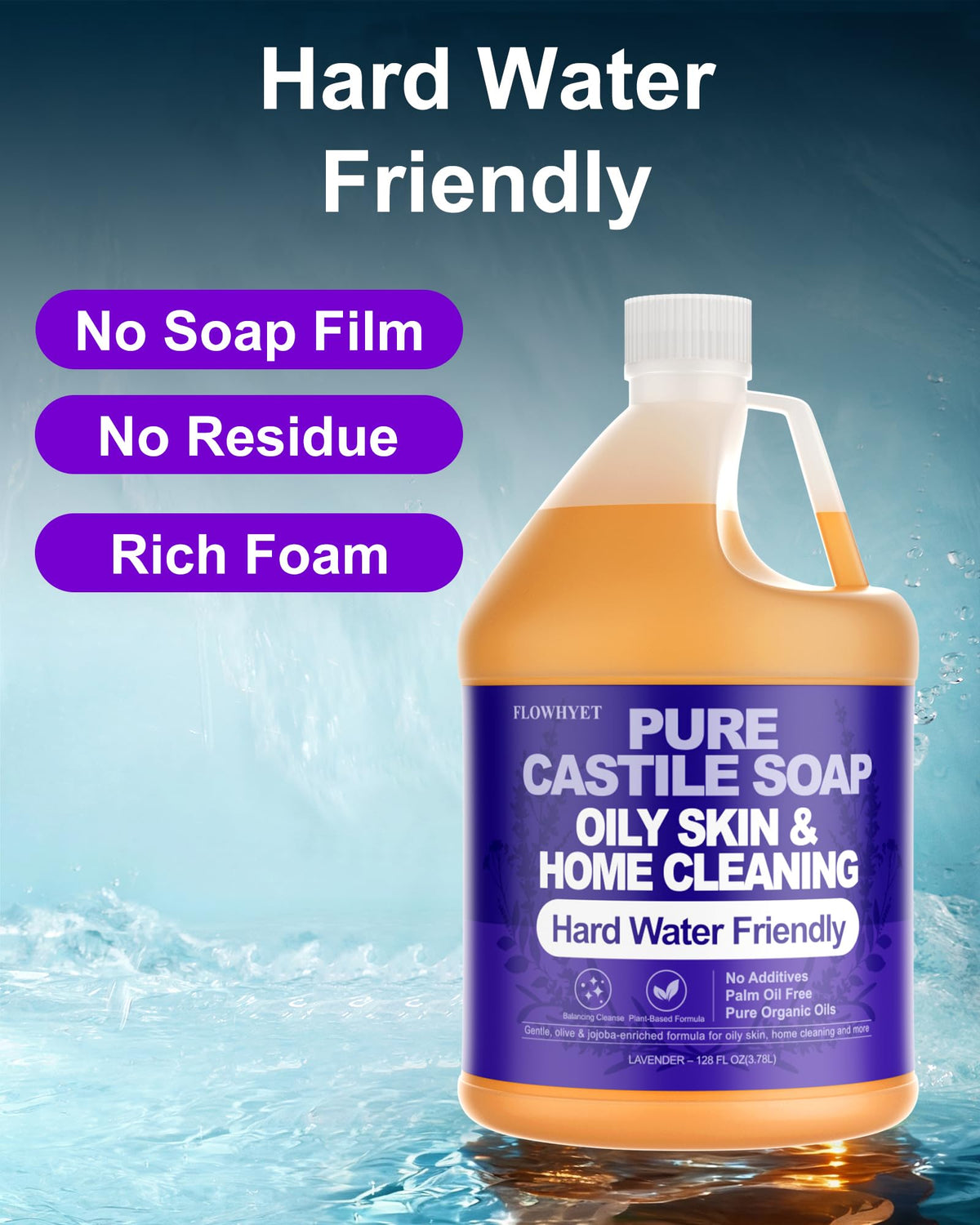 FLOWHYET Lavender Castile used for dishes and kitchen cleaning