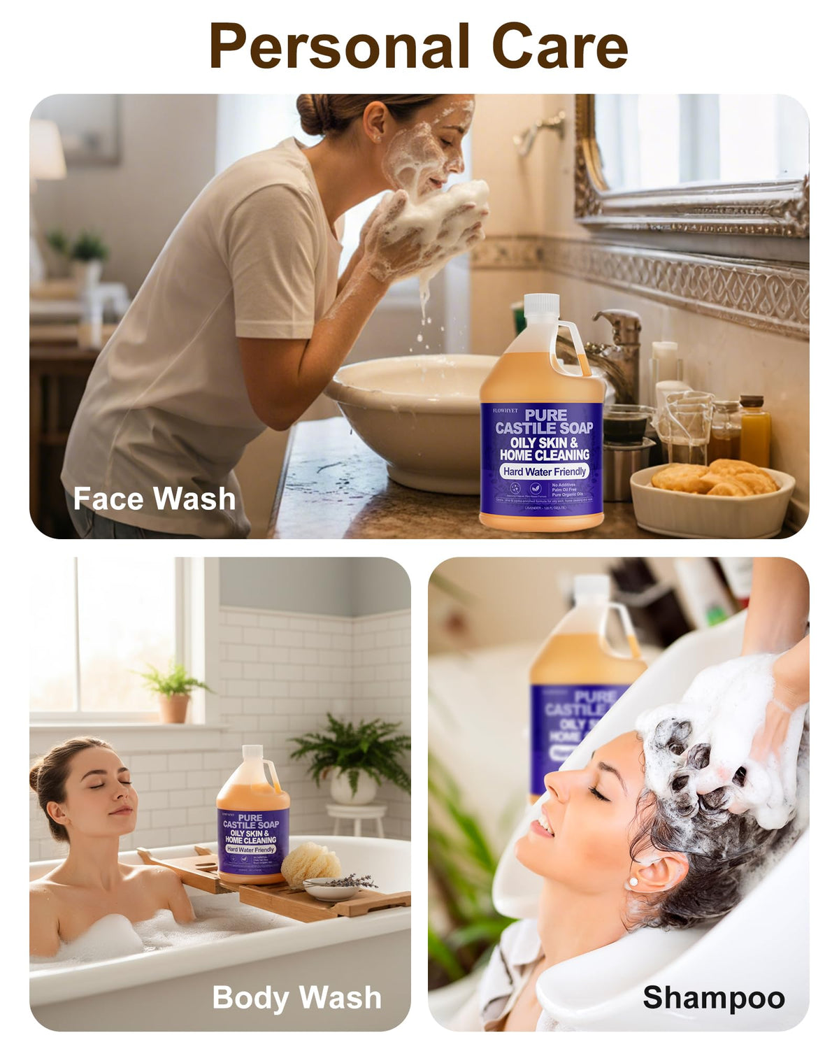 FLOWHYET Lavender Castile uses 100% plant-based oils for pure cleansing