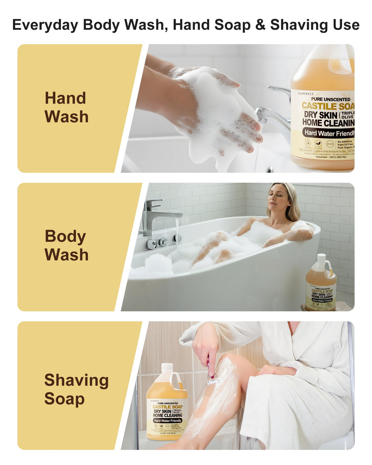 FLOWHYET Castile Soap skin-softening close-up with moisturizing oils