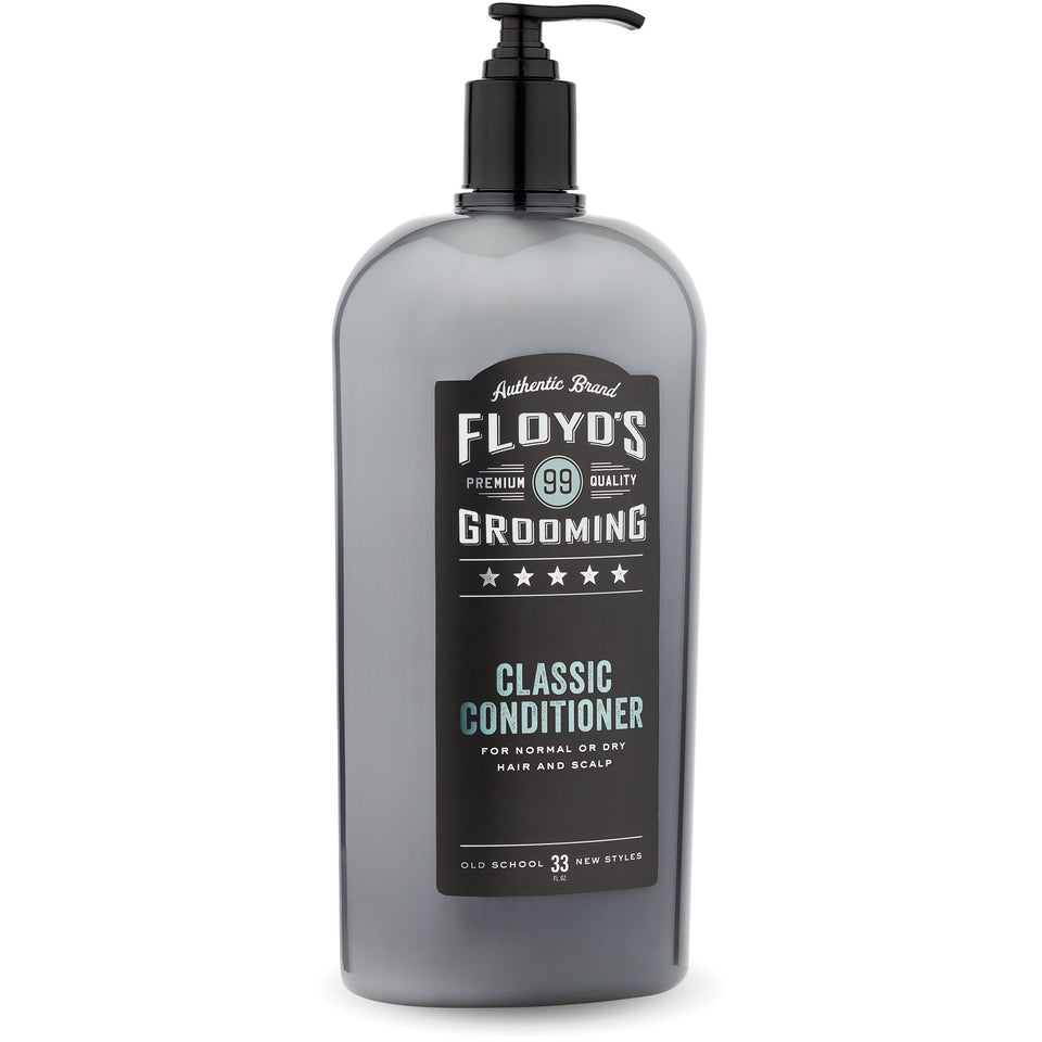 Floyd's 99 Grooming Classic Conditioner bottle highlighting hydration and shine.
