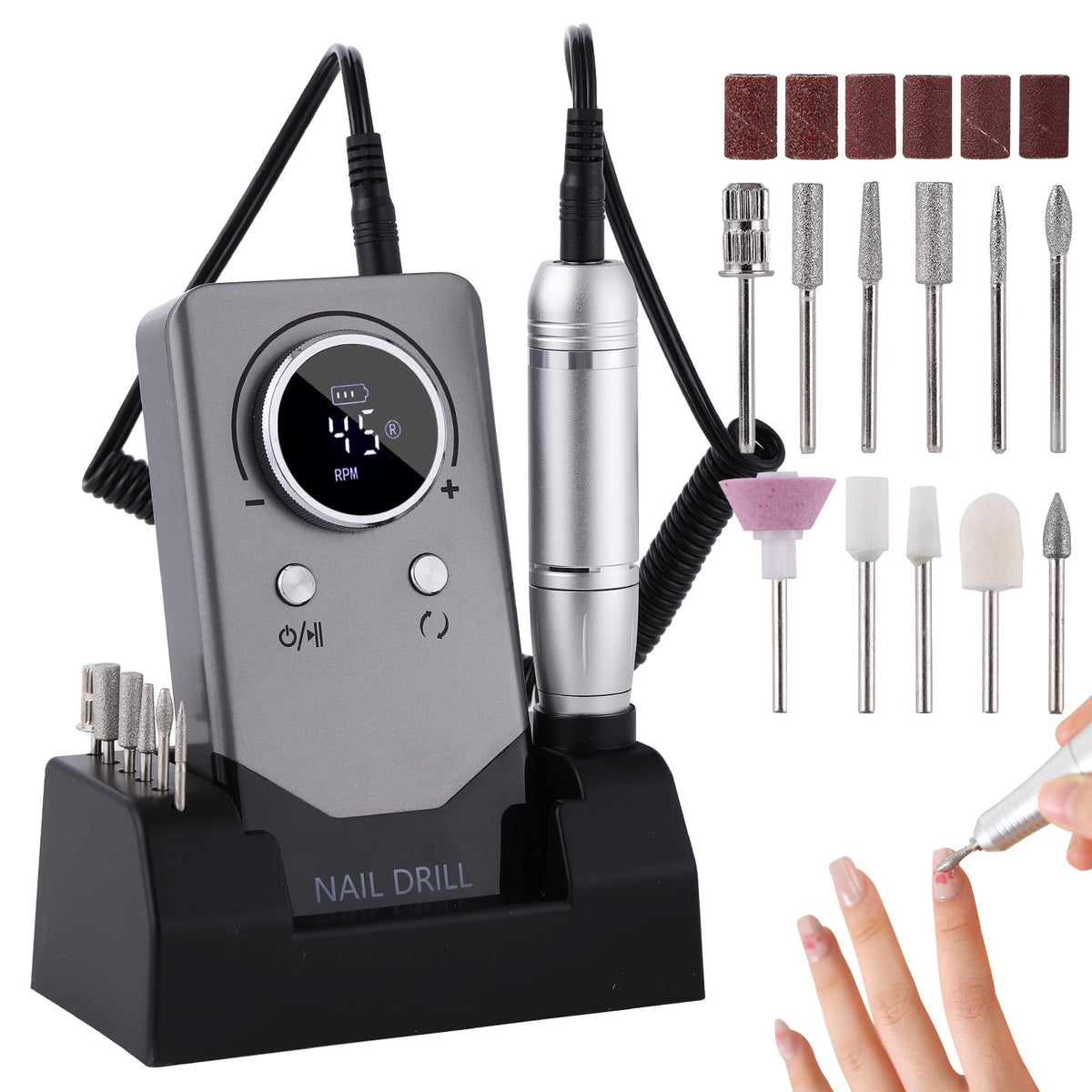 FLRONGSUN nail drill with LCD display for precise speed control