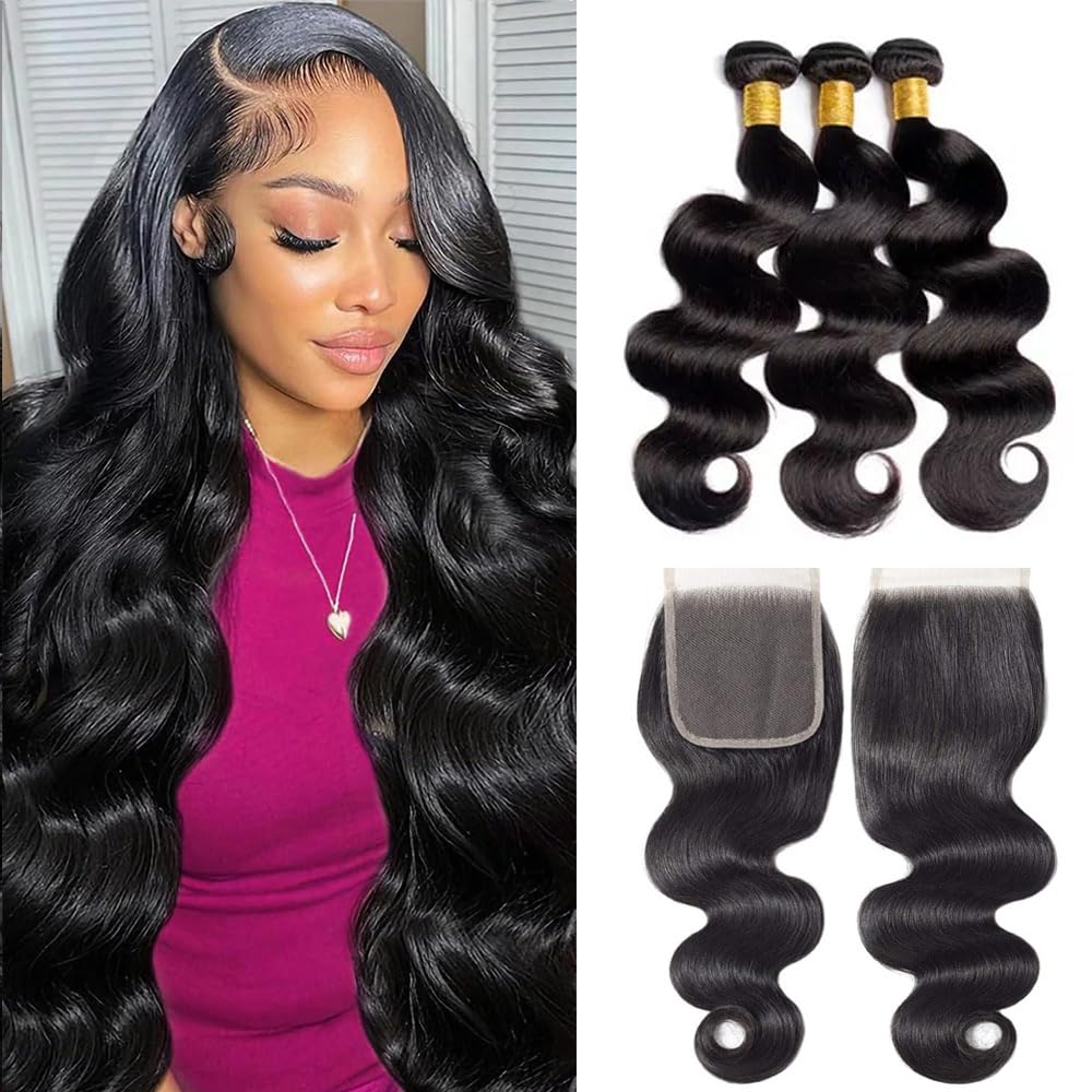 FLSKEE 12A body wave closure bundles in 20–24 inches for versatile sew-in styles
