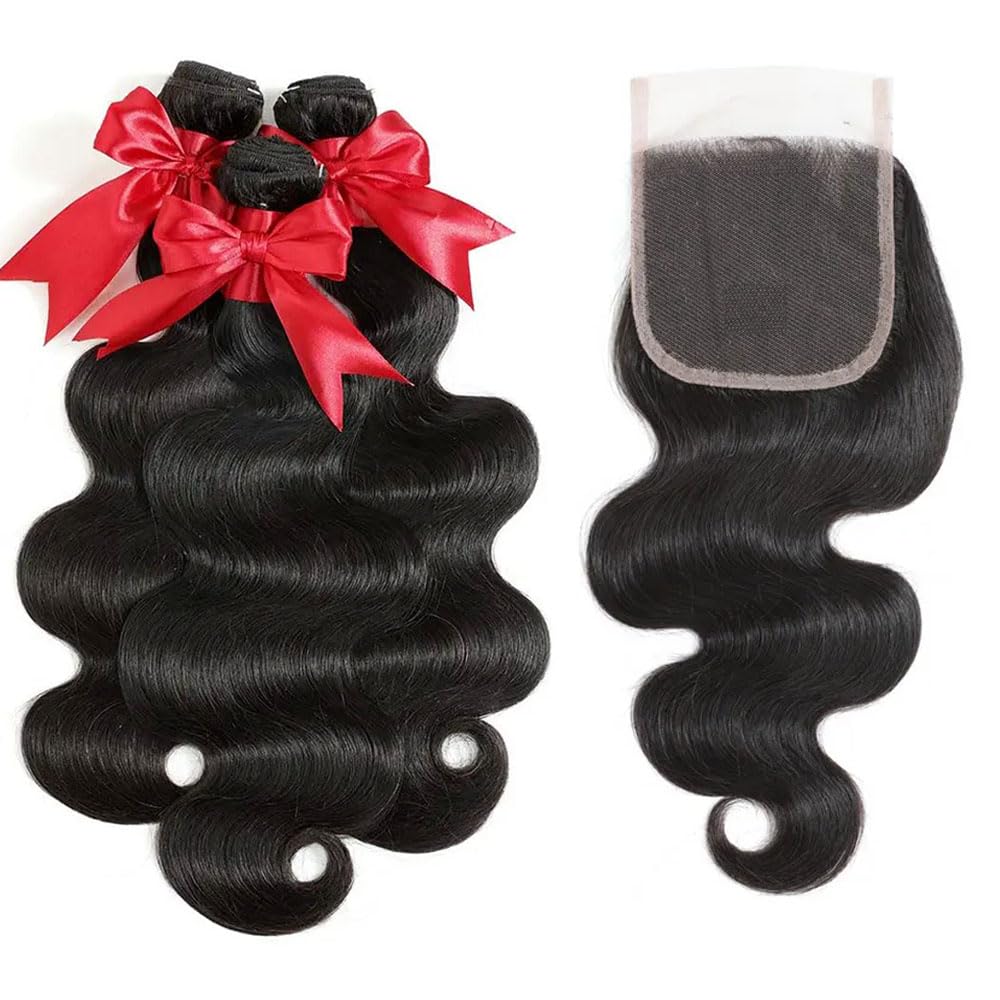 FLSKEE 4x4 HD lace closure close-up showing pre-plucked baby hairs