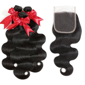 FLSKEE 4x4 HD lace closure close-up showing pre-plucked baby hairs