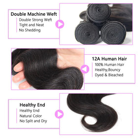 FLSKEE Brazilian virgin body wave bundles with soft, tangle-free texture
