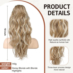 Flufymooz 18inch wavy ponytail shows voluminous length and natural movement