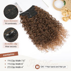 Flufymooz 20-inch almond brown copper red hairpiece adds dramatic length