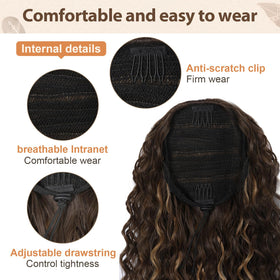 Flufymooz bohemian curly texture displays soft, voluminous curls.