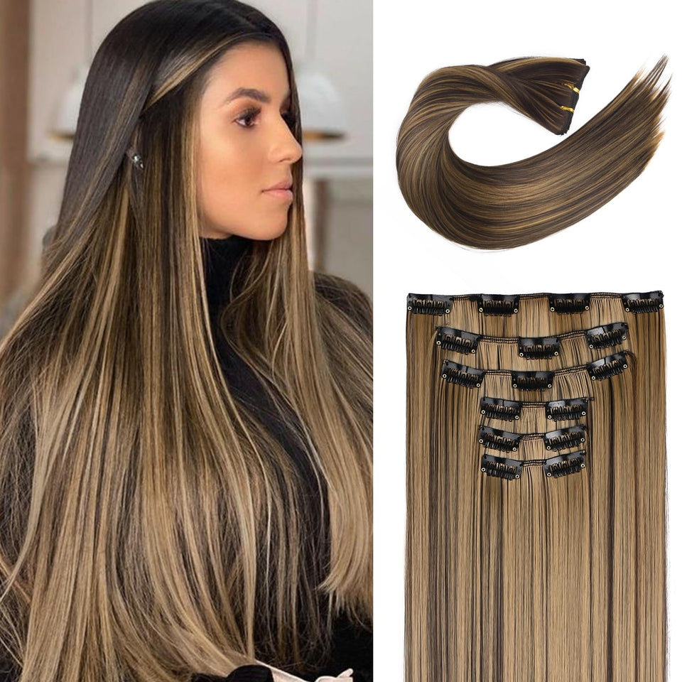 Flufymooz clip-in extensions 24in straight add instant length and natural movement