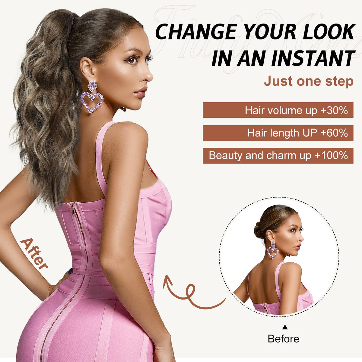 Flufymooz daily-use ponytail extension for work, dates, or events