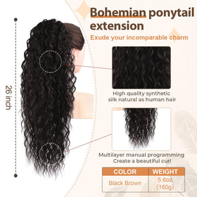 Flufymooz drawstring pony tail attachment shows quick, secure wear.