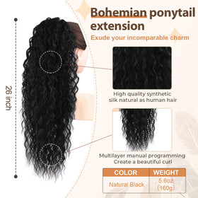 Flufymooz drawstring pony tail ready for quick, secure application