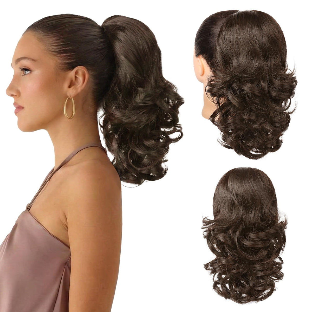 Flufymooz drawstring ponytail 14-inch for quick daily styling.