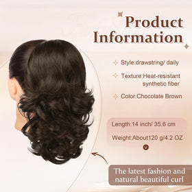 Flufymooz drawstring ponytail showing quick-secure fit for busy days.