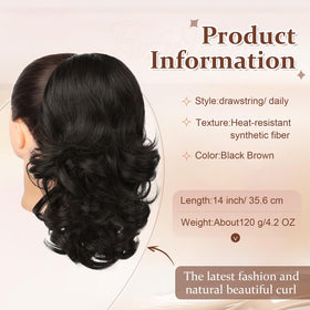 Flufymooz drawstring ponytail secures quickly with comfortable fit.
