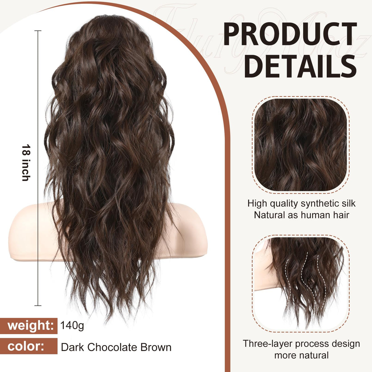 Flufymooz heat-resistant synthetic ponytail for natural daily wear