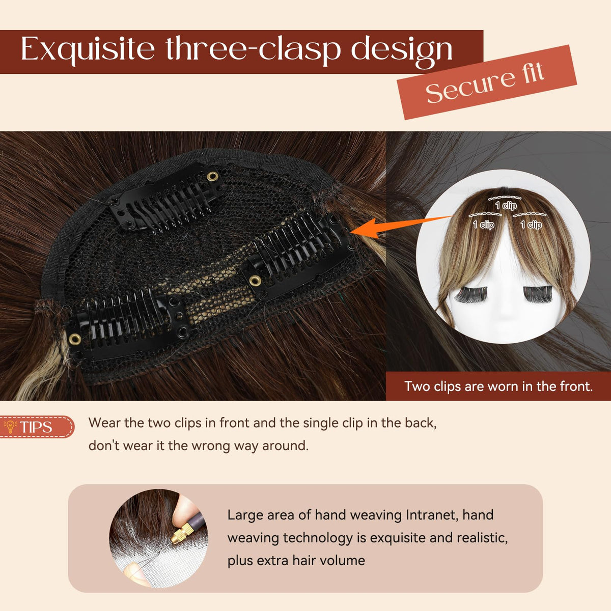 Flufymooz invisible clips secure bangs without damage during wear.