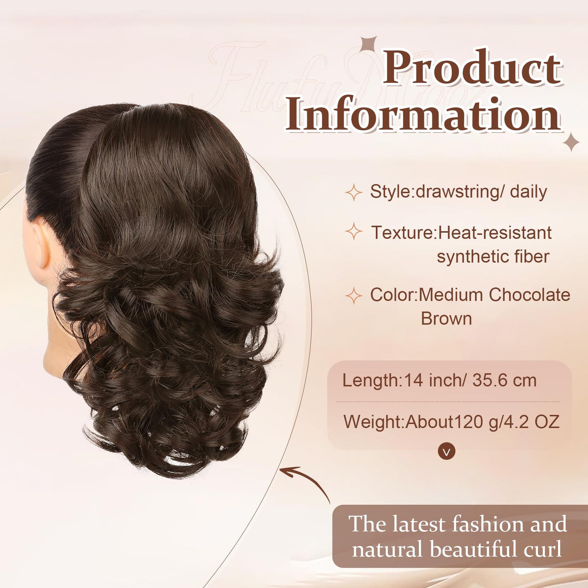 Flufymooz natural-looking pony tail blends with real hair seamlessly.