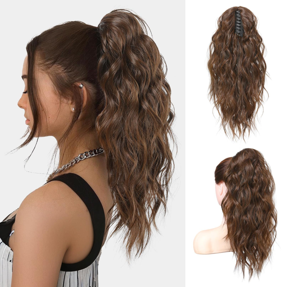 Flufymooz pony extension clip demonstrates quick attachment for instant volume and natural look