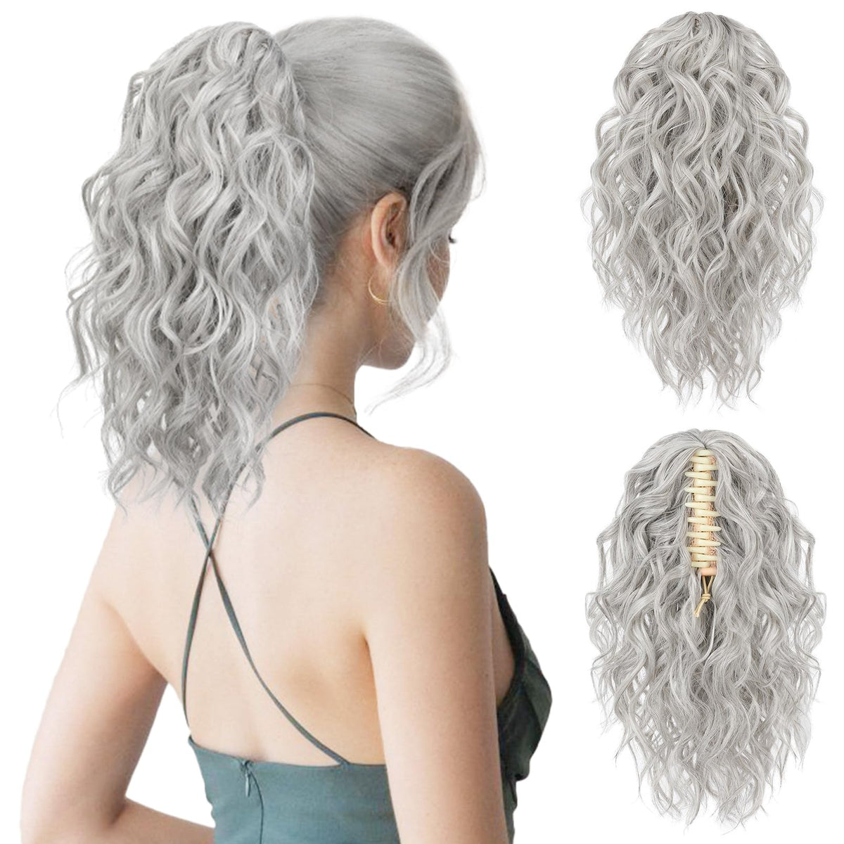 Flufymooz pony-tail 12-inch claw-clip extension adds instant volume.