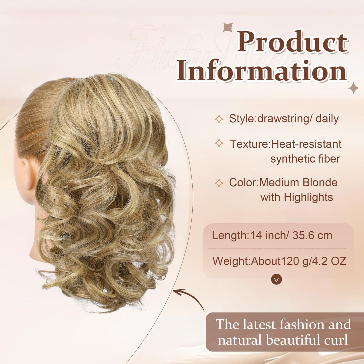Flufymooz pony-tail-attachment-secure-fit shows secure wear from morning to night.