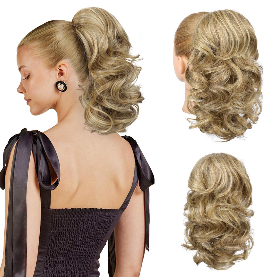 Flufymooz pony tail drawstring 14in offers quick, natural volume for busy mornings.