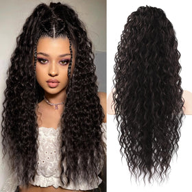 Flufymooz pony tail extension in black brown for instant length and natural movement.