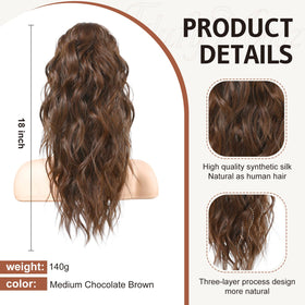 Flufymooz ponytail 18inch wavy shows long flowing style for special occasions