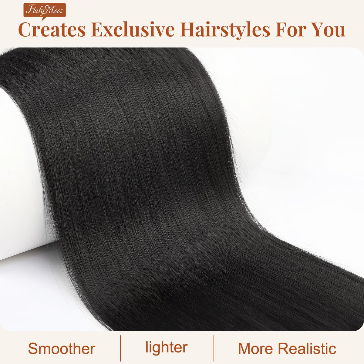 Flufymooz ponytail extension worn on model for instant length and style.