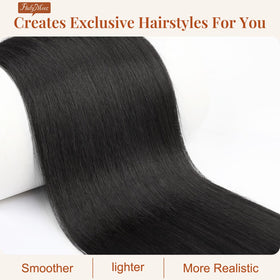 Flufymooz ponytail extension worn on model for instant length and style.