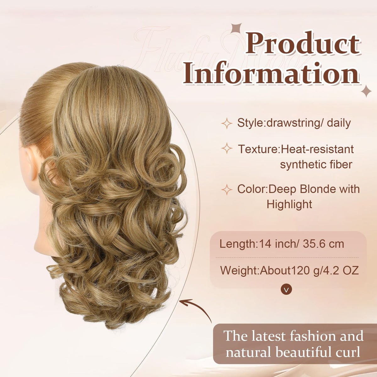 Flufymooz ponytail extension drawstring quick change use