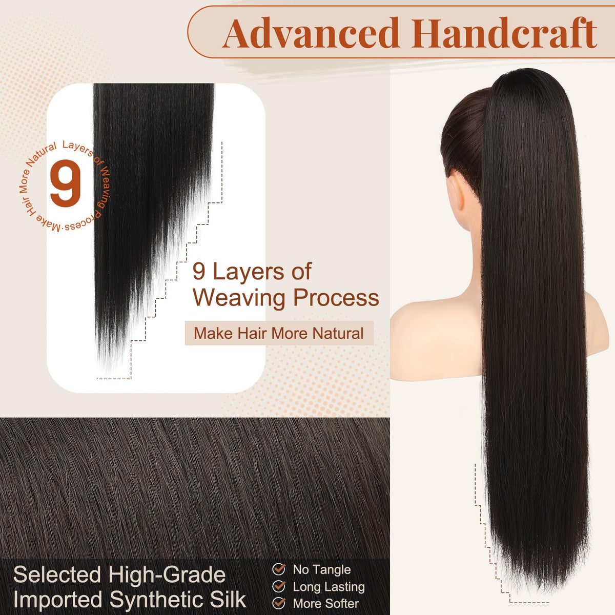 Flufymooz soft, tangle-free pony tail feels smooth and comfortable
