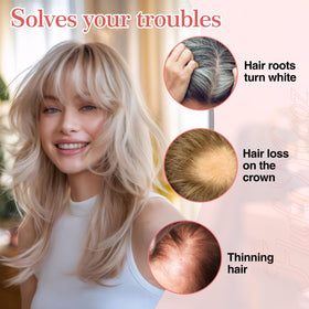 Flufymooz topper secured with bobby pins for secure all-day wear
