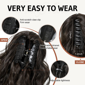 Flufymooz wavy-curly ponytail in black brown enhances outfits