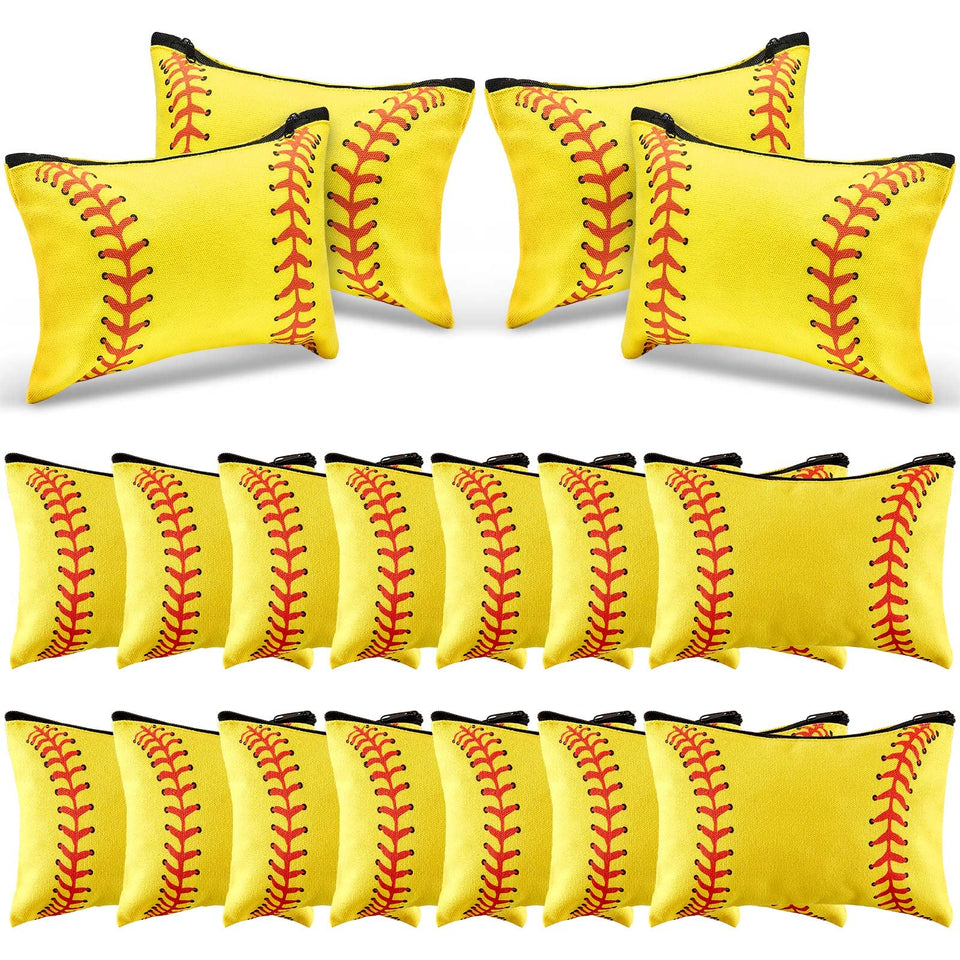Flutesan softball makeup bag in bright yellow canvas for easy spotting