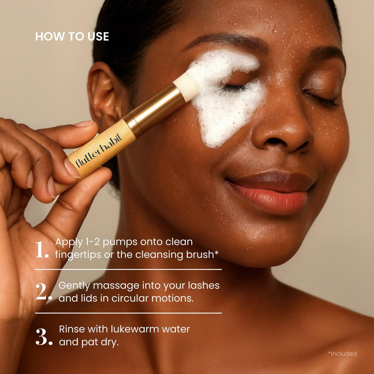 FlutterHabit label highlights hydrating formula for soft lashes