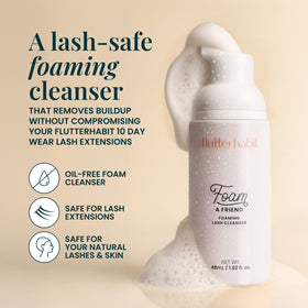 FlutterHabit lash shampoo pump demonstrates easy daily use