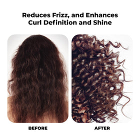 Flux Up curly hair styling shot shows defined bouncy curls