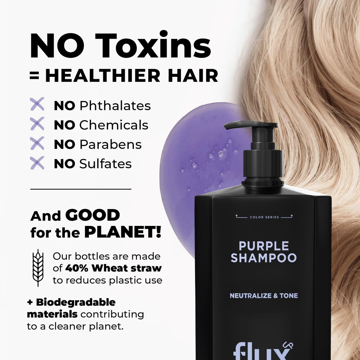 Hydration-rich Flux Up formula with oat protein keeps color-treated hair soft.