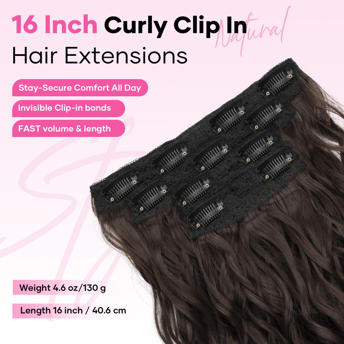 Flvaco clip-in extension secure clips in action for all-day wear