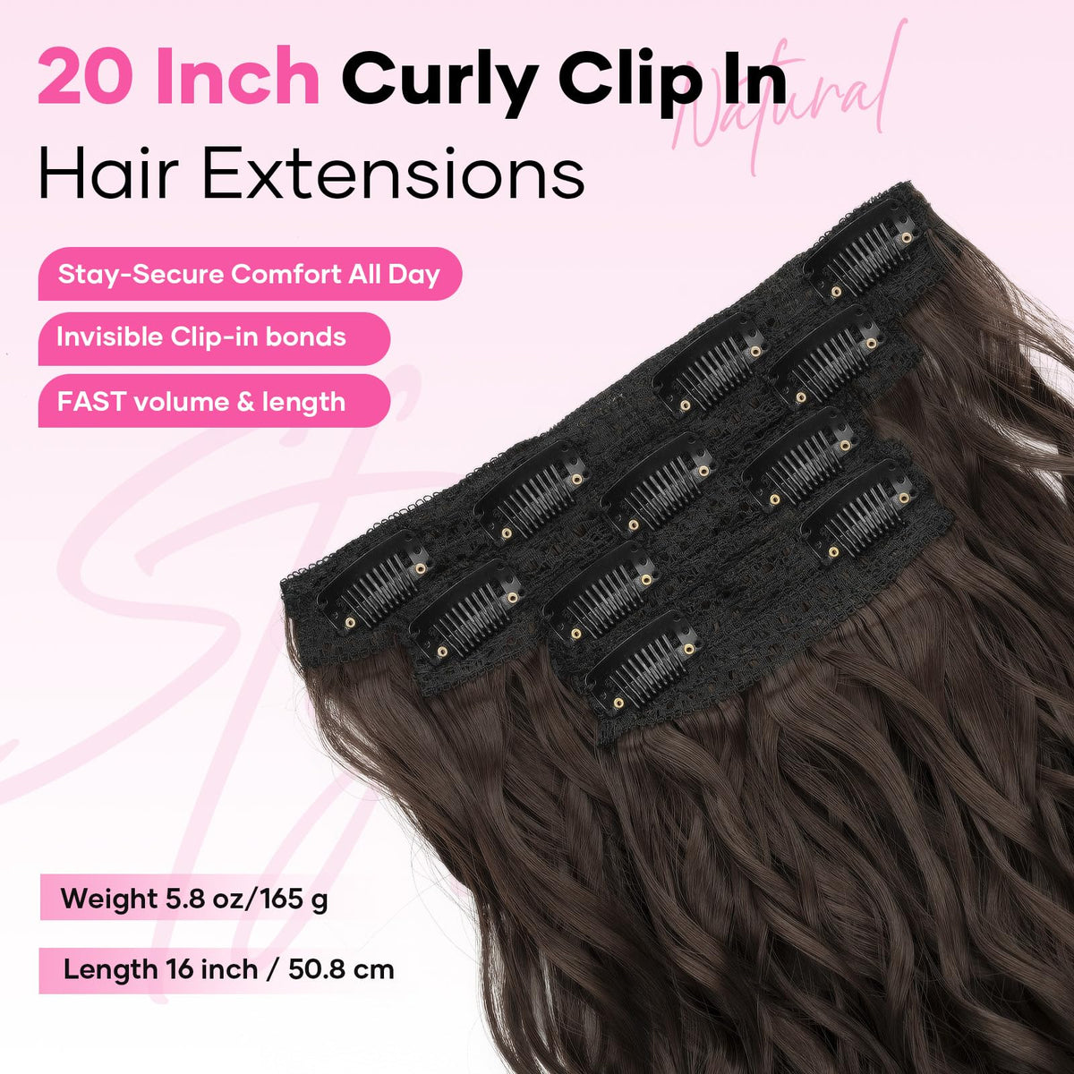 Flvaco clip-in extensions on model show long, luxurious waves.