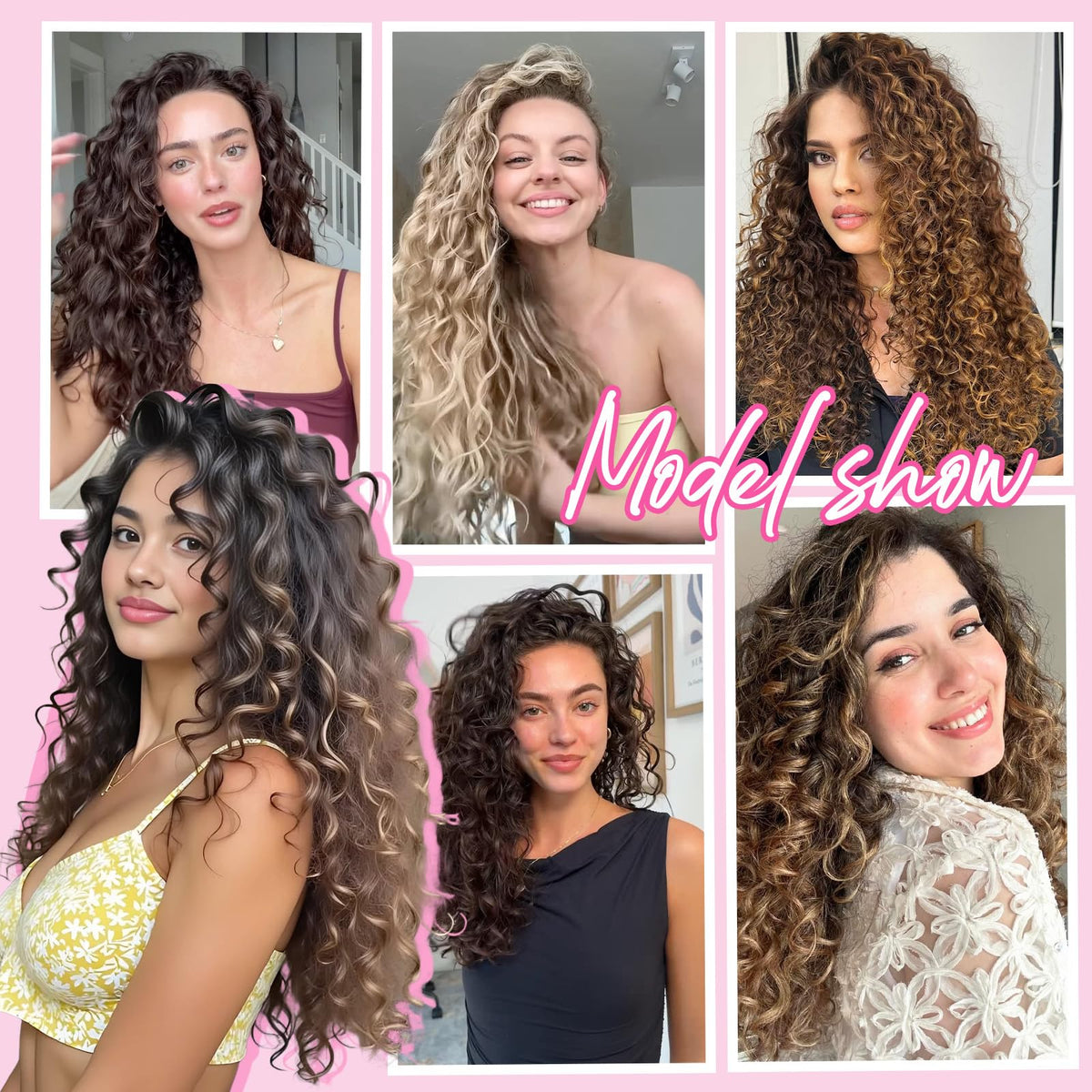 Flvaco chocolate brown curls in 20 inches for pronounced length.