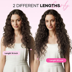 Flvaco model wearing clip-ins to illustrate secure all-day wear.