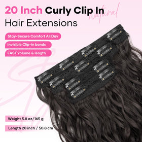 Flvaco natural-look clip-in extensions blend smoothly with model’s hair.
